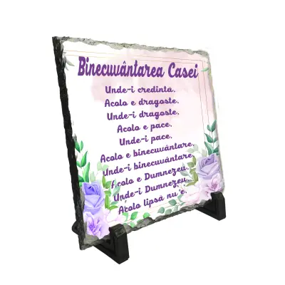 Binecuvantarea casei, piatra ardezie personalizata, cu mesaj model, pa069